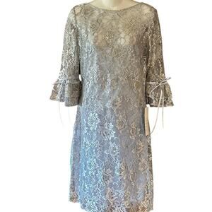 Kathy Hilton Women’s Size 10 Elegant Lace Dress Ice Blue and Silver Lace NWT